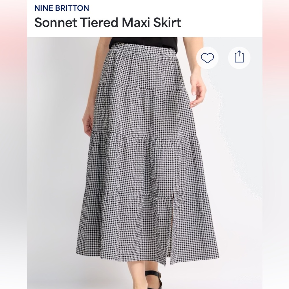 Nine Britton Sonnet Tiered Gingham Maxi Skirt in Black and White